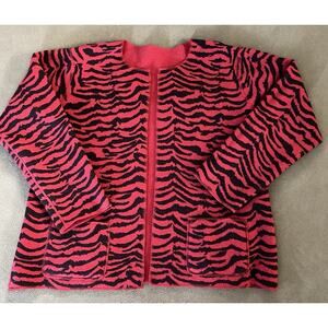 Chico’s Design 3 (XL) 100% Boiled Wool Reversible Red, Red Blk Animal Print Jckt